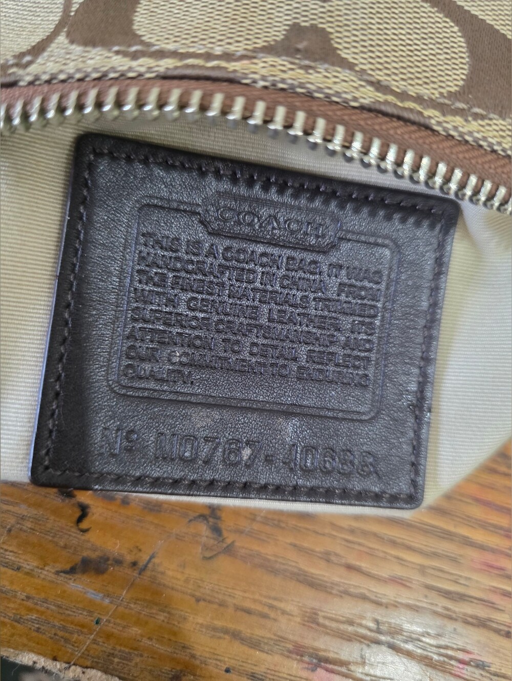 Coach Signature Jacquard Brown/Tan leather Crossbody bag - Picture 4 of 11